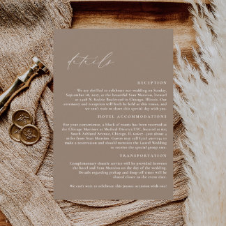 LILLIE Elegant Mocha Bruin Trouwdetails Informatiekaartje