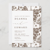 LILLIE Elegant Mocha Faire-part de mariage Brown (Devant)