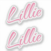Lillie name roze x2 sticker (Voorkant)