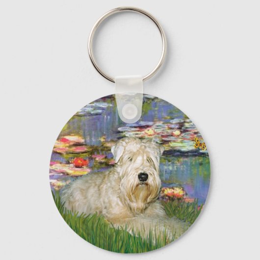 Lillies 2 - Wheaten Terrier 1 Sleutelhanger (Voorkant)