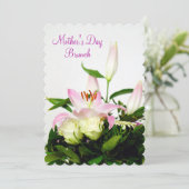 Lillies & Rozen Bouquet Moederdag Brunch Kaart (Staand voorkant)