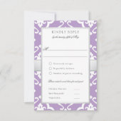 Lilly Damask Floral Wedding Meal RSVP Card (Devant)