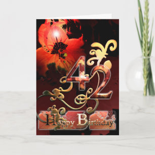 Lilly Droom bloem Gelukkig  42 Verjaardag bloemstu Kaart