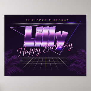 Lilly Nom Vorname lila retro Poster Geburtstag