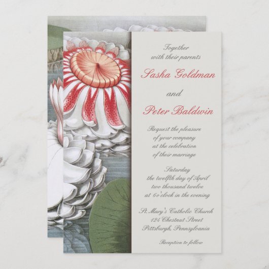 Lilly Pads Faire-part de mariage Floral (Devant / Derrière)