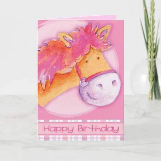 Lilly Pilly poney cheval rose carte d'anniversaire (Devant)