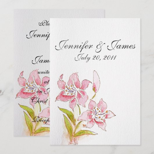 Lilly Wedding Invitations Back Kaart (Voorkant / Achterkant)