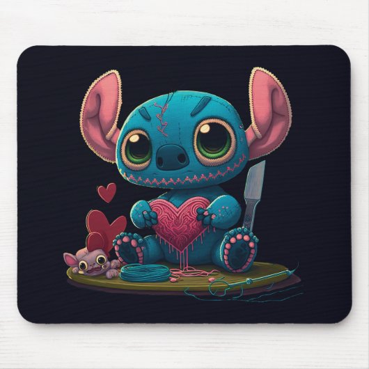 Lilo and Stitch Valentijn Hearts Graphic Mousepad Muismat (Voorkant)