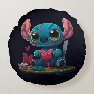 Lilo and Stitch Valentijn Hearts Graphic Pillow Rond Kussen