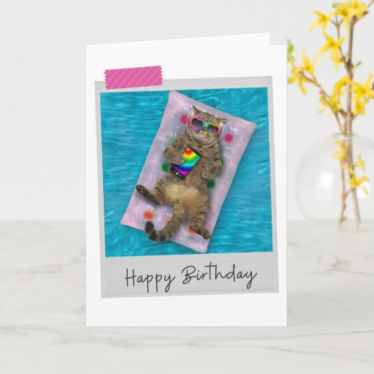 Lilo Chat Funny Carte d'anniversaire (Fleur jaune)