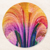 Lily Abstract Burgundy Lily Sofset - Enhanced Ronde Kartonnen Onderzetter (Voorkant)