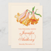 Lily bell fine art bruiloft diner menu (Voorkant / Achterkant)