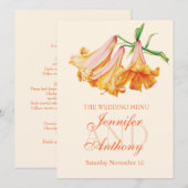 Lily bell fine art menu du dîner mariage (Devant / Derrière)