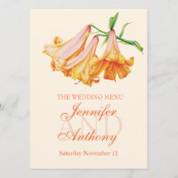 Lily bell fine art menu du dîner mariage