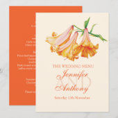 Lily bell fine art menu du dîner mariage (Devant / Derrière)