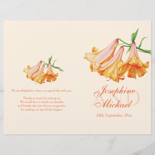 Lily bell Lilies grand programme de mariage (Devant)