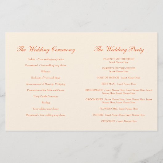 Lily bell Lilies programme de mariage (Dos)