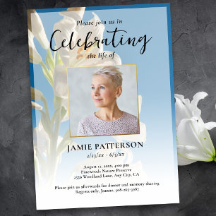 Lily Bloem Viering van het Leven Foto Uitvaart Kaart