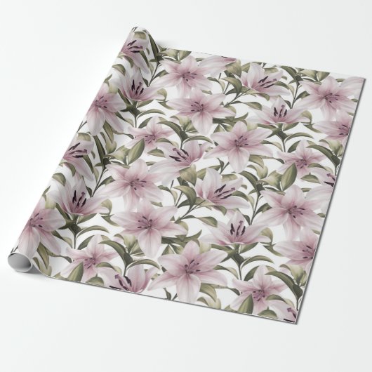 Lily bloemen. Floral patroon Cadeaupapier (Uitgerold)