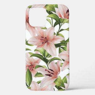 Lily bloemen. Floral patroon iPhone 12 Hoesje
