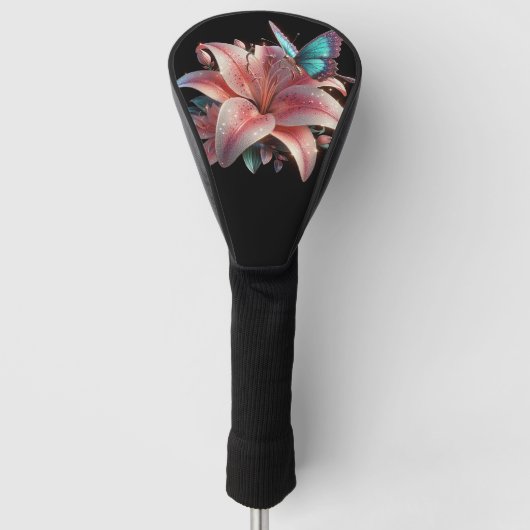 Lily Bloemen & Vlinder Golfheadcover (Voorkant)