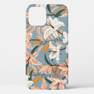 Lily Bloemenblauw Print iPhone 12 Hoesje