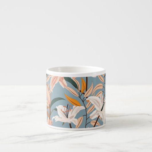Lily Bloemenblauw  Print Espresso Kop (Voorkant)
