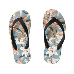 Lily Bloemenblauw Print Kinder Teenslippers