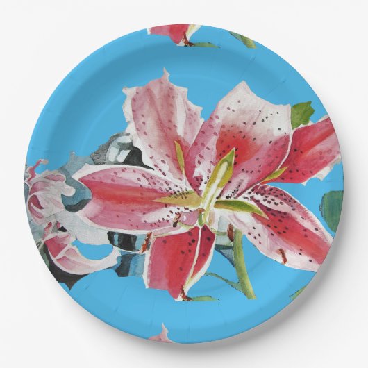 Lily blue lelies Bloembloemen Party Papier Bord (Voorkant)