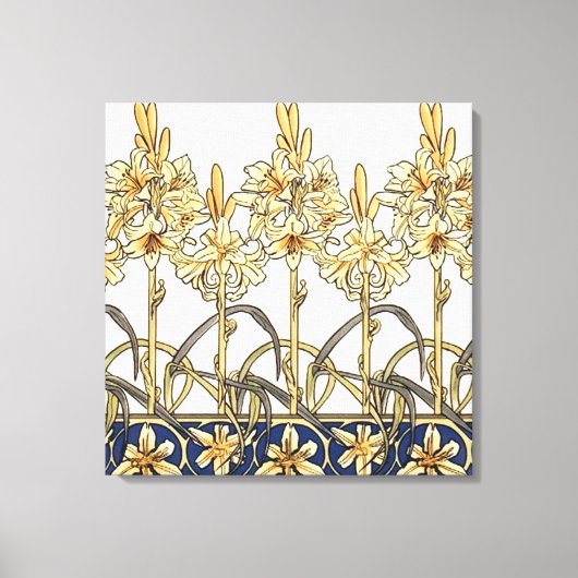 Lily Border door Alphonse Mucha Canvas Afdruk (Voorkant)