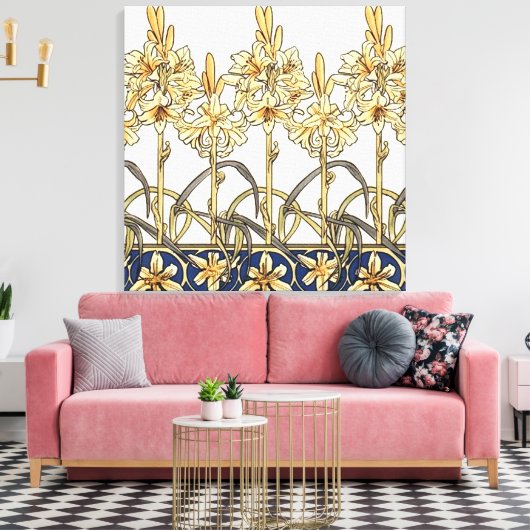 Lily Border door Alphonse Mucha Canvas Afdruk (Insitu (Woonkamer))