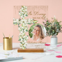 Lily Cross Celebration of Life Memorial Funeral Acryl Bord