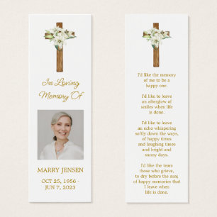Lily Cross Foto Funeraal Herdenkingsbladwijzer Mini Visitekaartjes