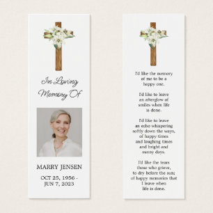 Lily Cross Foto Funeral Herdenkingsbladwijzer Mini Visitekaartjes