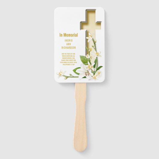 Lily Cross Scripts Memorial Hand Fan Handwaaier (Voorkant)