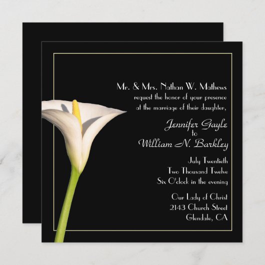 Lily Custom Wedding Invitation Kaart (Voorkant / Achterkant)