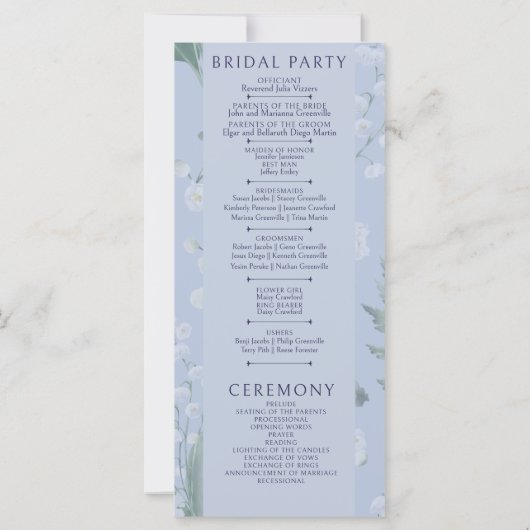 Lily de Valley || Bleu clair avec programme photo (Dos)