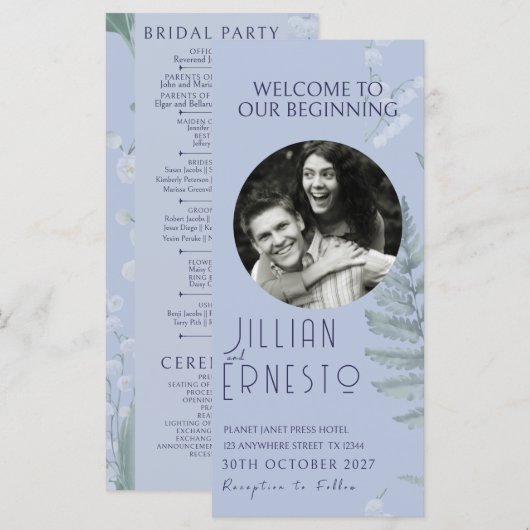 Lily de Valley || Bleu clair avec programme photo (Devant / Derrière)