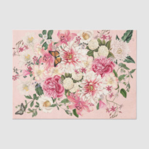 Lily en Peony Pink Garden Vertical Bouquet Pink Tissuepapier