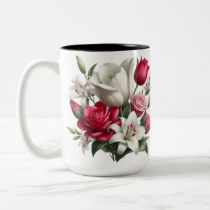 Lily en rozen Two-Tone koffie Mok, 15 oz Tweekleurige Koffiemok