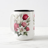 Lily et rose Mug à deux tons, 15 oz (Devant gauche)