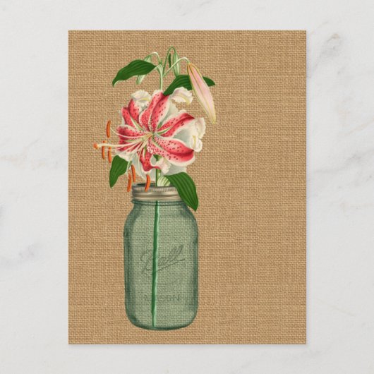 Lily fleur dans un pot Mason Briefkaart (Voorkant)