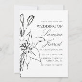 Lily Floral Line Art Ink Sketch Wedding (Voorkant)