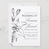 Lily Floral Line Art Ink Sketch Wedding Kraft (Voorkant)