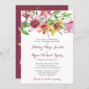 Lily Flower Bouquet Wedding Invitation Kaart