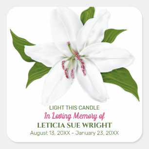 Lily Flower Funeral Memorial Vierkante Sticker