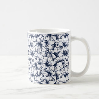 Lily Flower Ink Sketched Pattern Koffiemok