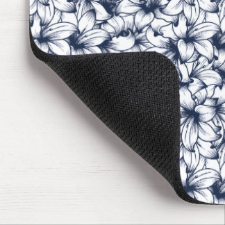 Lily Flower Ink Sketched Pattern Muismat