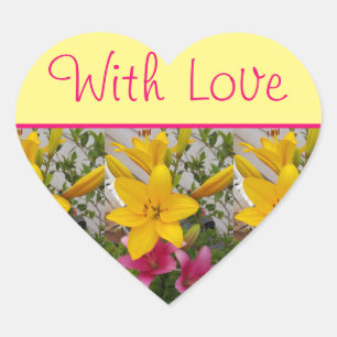 Lily Flower Red Yellow floral with Love Hart Sticker