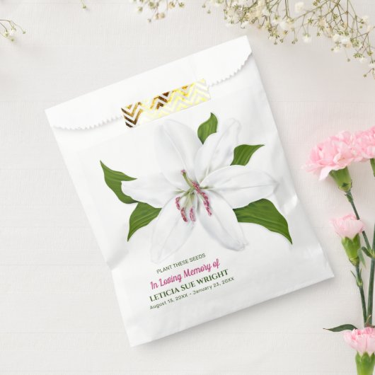 Lily Flower Seed Packet Funeral Memorial Bedankzakje (Gezegeld)